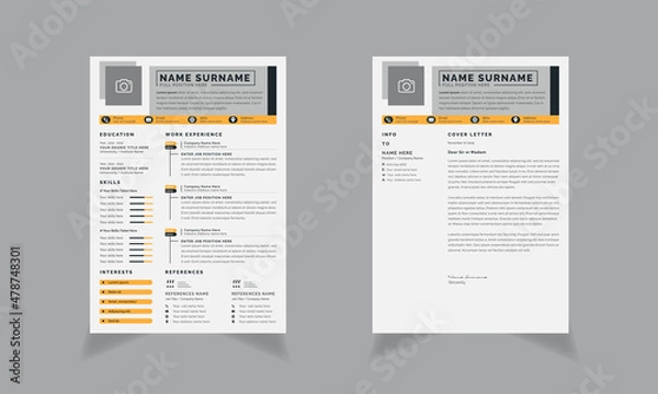 Fototapeta Resume Template with an infographic