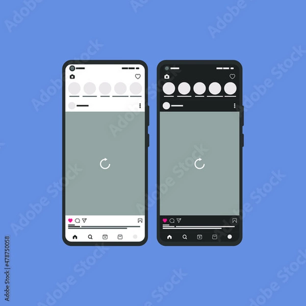 Fototapeta Smartphone Mockup Social Media Flat Design Vector Ilustration