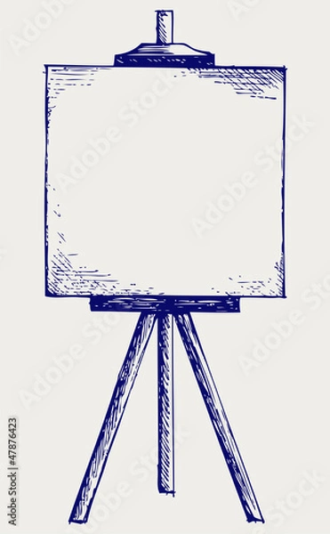 Obraz Easel with empty canvas. Doodle style