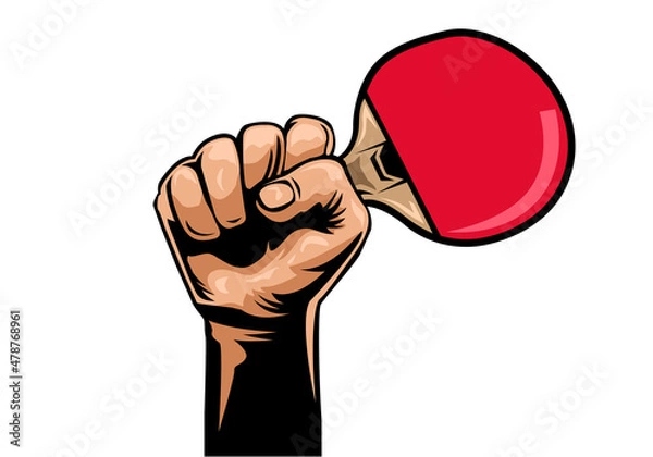 Fototapeta Hand holding racket paddle for ping pong