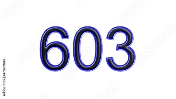 Fototapeta blue 603 number 3d effect white background