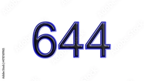 Obraz blue 644 number 3d effect white background