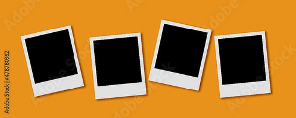 Fototapeta Polaroid photo series vector on orange background