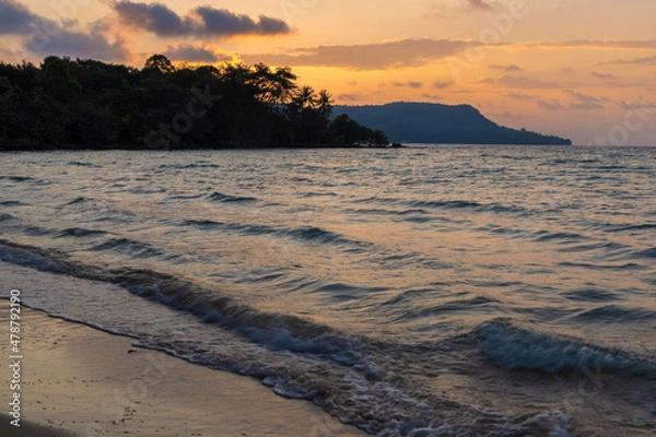 Fototapeta Evening on the beach in Koh Rong Island, Cambodia 