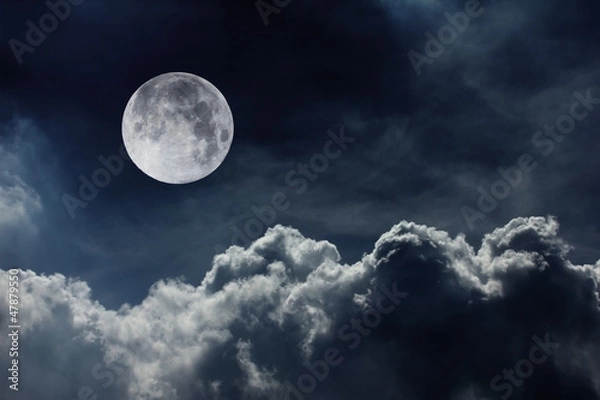 Obraz night sky with moon and clouds
