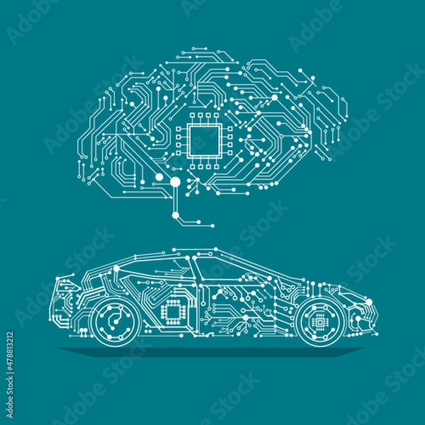 Fototapeta self driving smart car illustration
