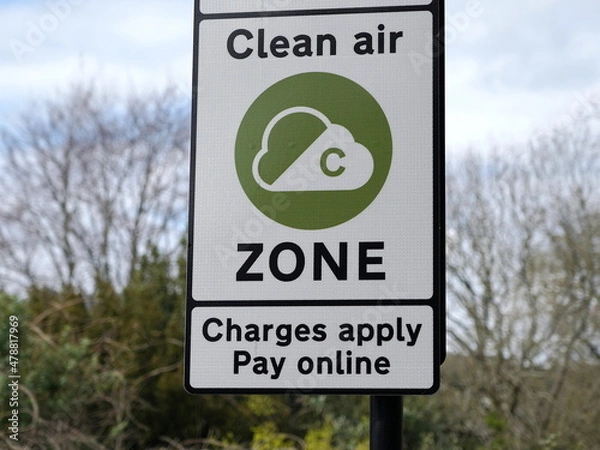 Fototapeta View of a Generic Clean Air Zone Congestion Charge Sign