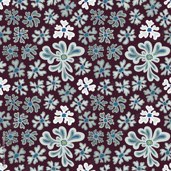 Fototapeta Vector seamless pattern. Ornament with flowers. Design print for textile, fabric, wallpaper, background.