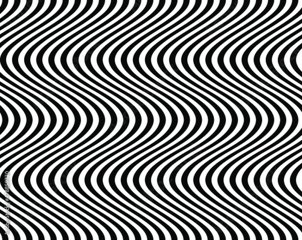 Obraz Black and white warped lines. Vector seamless pattern 