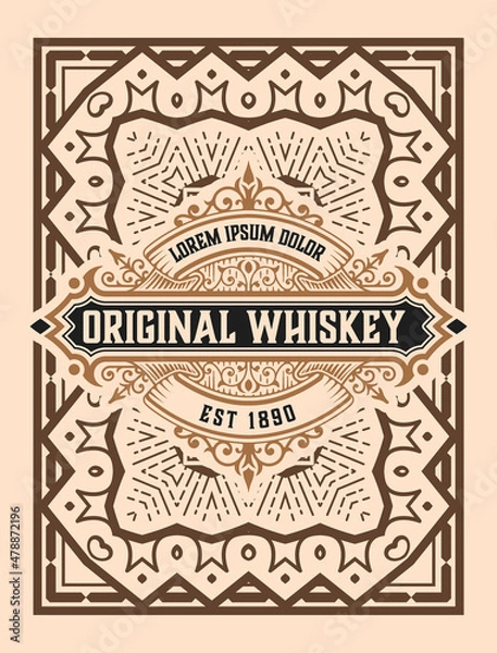Fototapeta Whiskey label with old frames