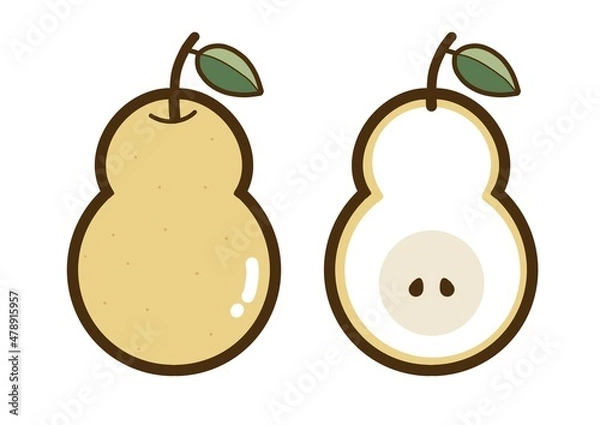 Obraz シンプルでかわいい果物のイラスト＿洋梨
