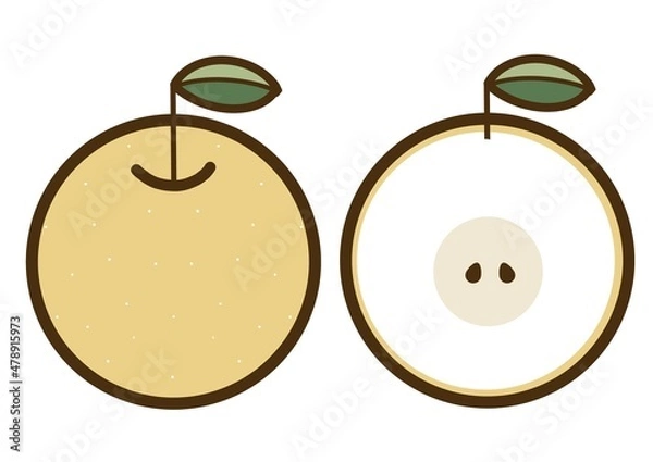 Obraz シンプルでかわいい果物のイラスト＿梨