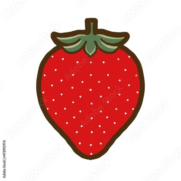 Obraz シンプルでかわいい果物のイラスト＿イチゴ