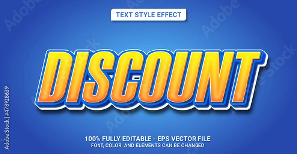 Fototapeta Text Style with Discount Theme. Editable Text Style Effect.