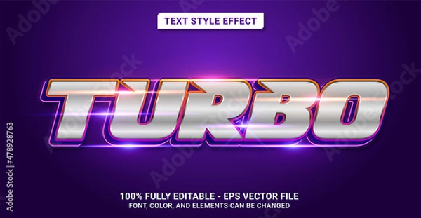 Fototapeta Text Style with Turbo Theme. Editable Text Style Effect.
