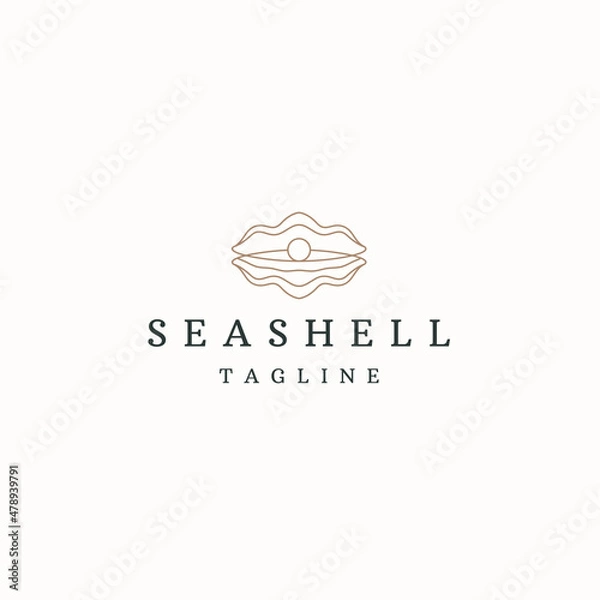 Obraz Luxurious seashell with line style logo icon design template flat vector