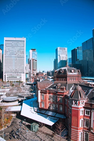 Fototapeta 雪の東京駅