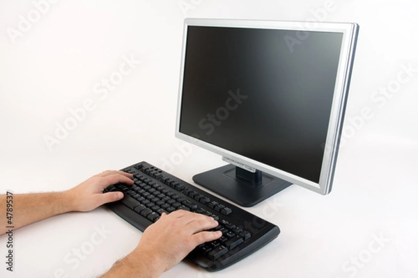 Fototapeta Typing on a computer