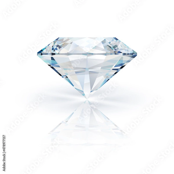 Fototapeta Realistic vector diamond illustration - blue crystal gemstone