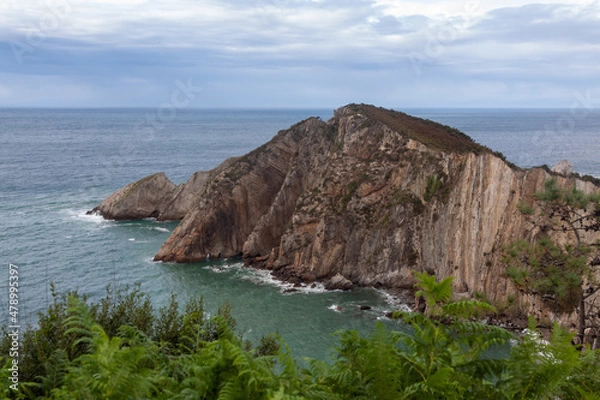 Obraz View from the beach of El Silencio, Spanish destination, Asturias, Spain.