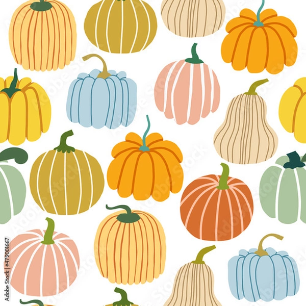Obraz Modern abstract pumpkins seamless pattern. Autumn pumpkin