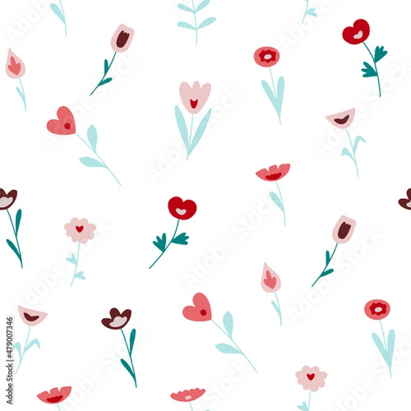 Fototapeta vector illustration with colorful plants, pattern. for fabric, packaging, textile, wallpaper, apparel.