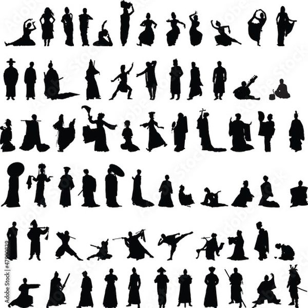 Obraz Asian silhouettes set