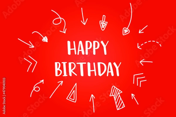 Fototapeta red vector banner displays words happy birthday window sign

