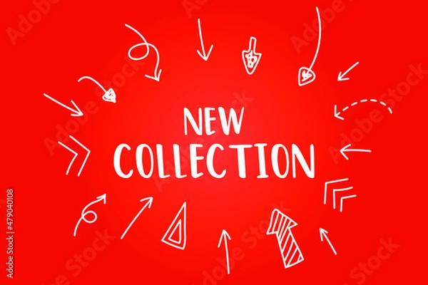Fototapeta red vector banner displays words new collection window sign
