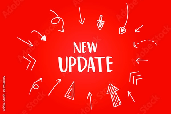 Fototapeta red vector banner displays words new update window sign
