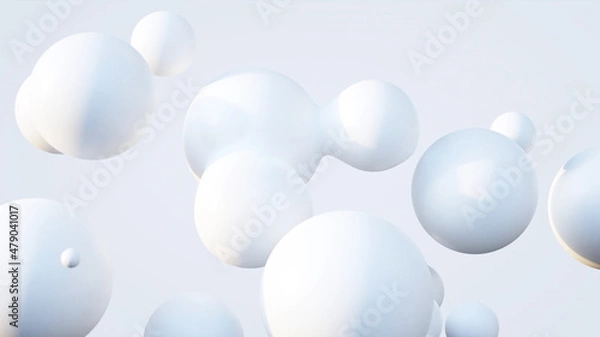 Fototapeta 抽象的な白い背景。メタボール、リキッドボール、シャボン玉