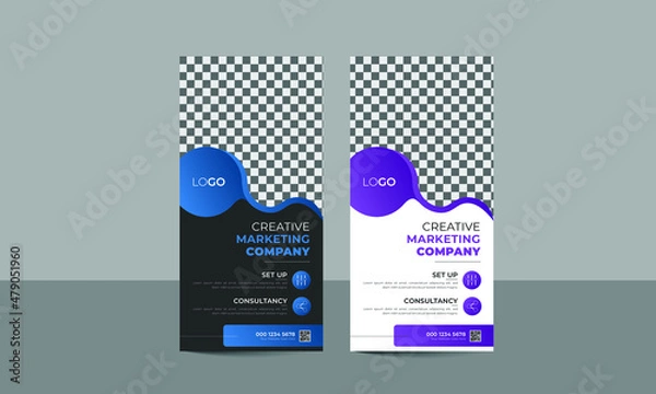 Fototapeta Modern and creative Business rack card or dl flyer design with vector layout template 