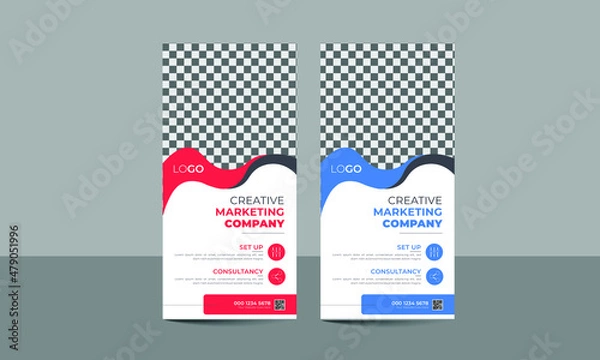 Fototapeta Modern and creative Business rack card or dl flyer design with vector layout template 