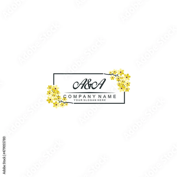 Obraz AA Initial handwriting logo vector. Hand lettering for designs