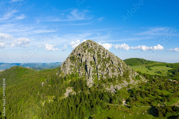 Fototapeta The Mont de Gerbier de Jonc in the middle of the Ardeche countryside in Europe, France, Ardeche, in summer, on a sunny day.