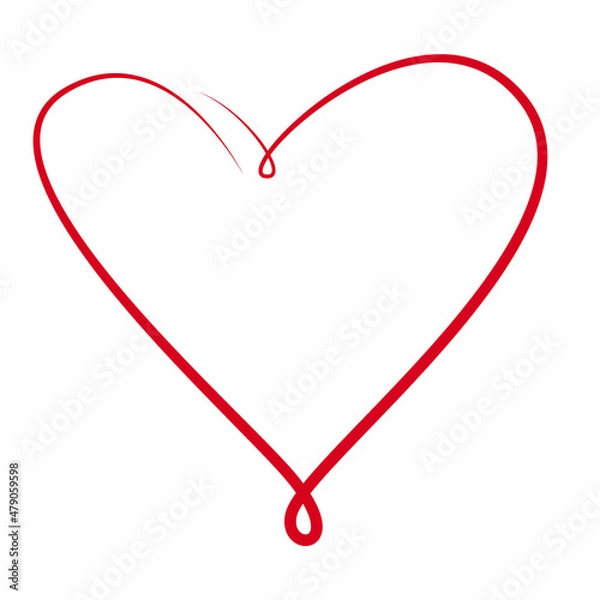 Obraz Continuous one line drawing heart isolated on white background. Red simple line. Valentine day