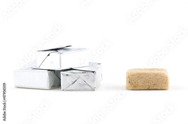 Fototapeta Cube Soup on White Background