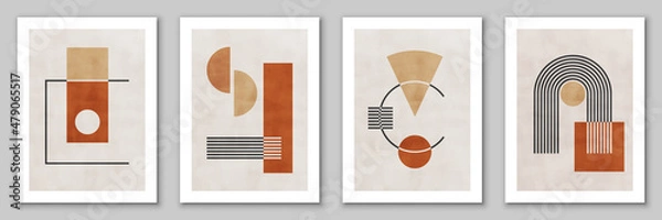 Fototapeta Set of minimal geometric backgrounds. Design for poster, wall decoration, cover. EPS10 vector template with simple shapes.