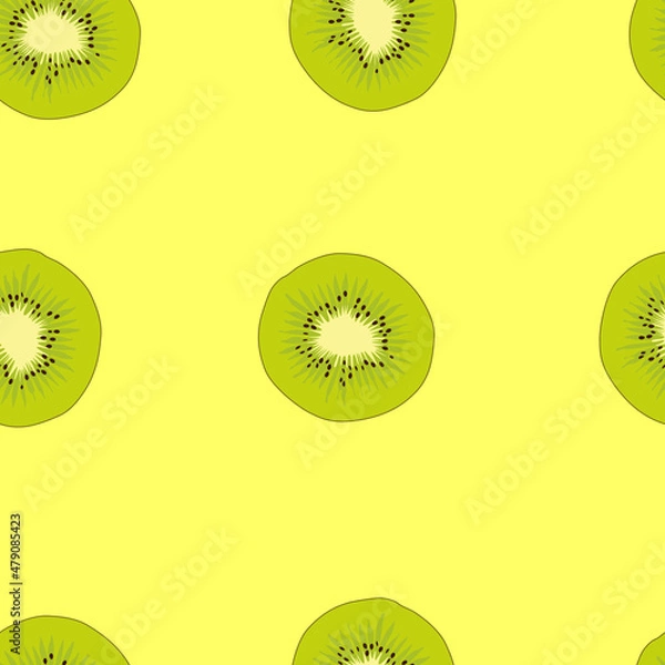 Fototapeta Seamless vector texture with kiwi. Colorful fruit pattern
