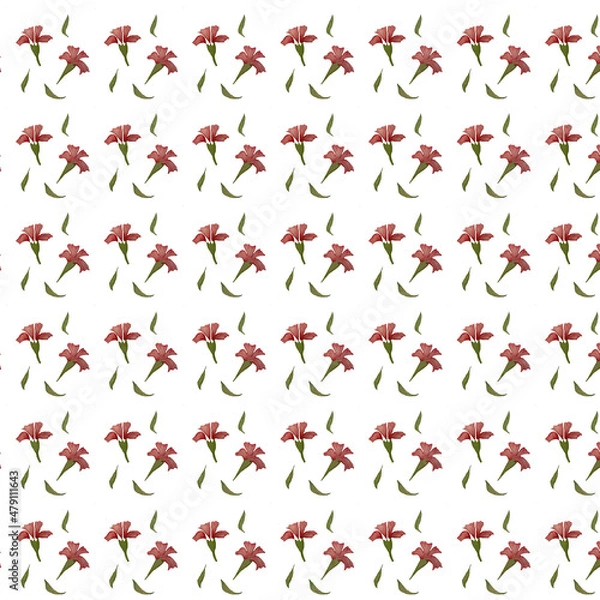 Obraz Watercolor pattern of inflorescences on a white background.
