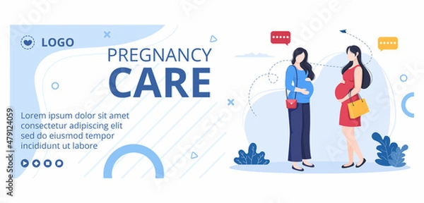 Fototapeta Pregnant Lady or Mother Cover Health care Template Flat Design Illustration Editable of Square Background for Social media or Greetings Card