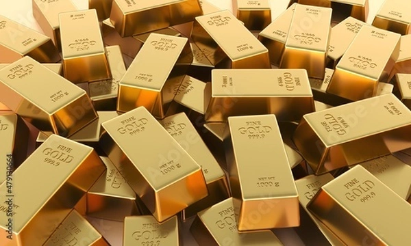 Obraz Gold bars and financial concept, concept image. 3d rendering