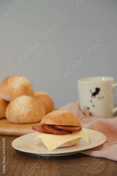 Obraz ハムとチーズのパン