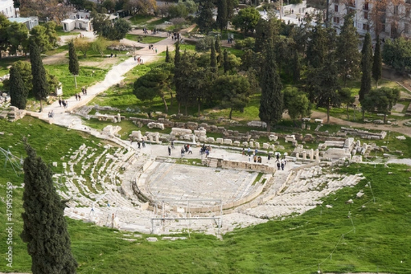 Fototapeta Theatre of Dyonysus, the main theatre of ancient Athens. The place where the ancient Greek dramas first played.