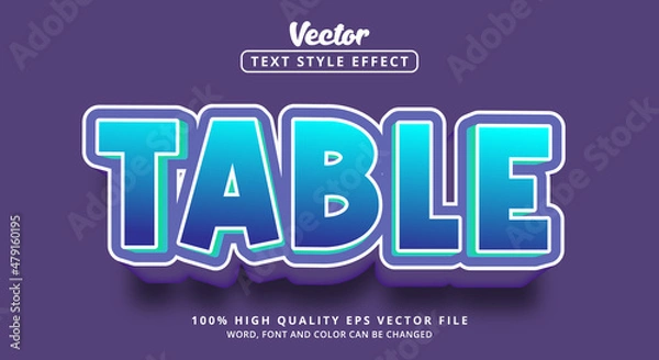 Obraz Editable text effects, Table text in bright blue color style