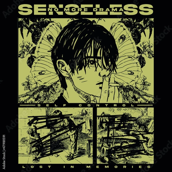 Obraz manga style storyboard scene with slogan Vector design for t-shirt graphics, banner, fashion prints, slogan tees, stickers, flyer, posters and other creative uses