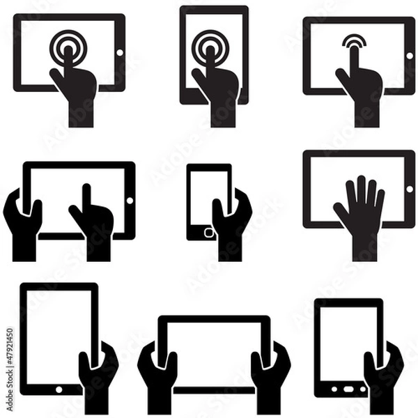 Fototapeta Icon set tablets and gadgets with touch screen