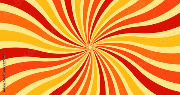 Fototapeta Retro 70s Colorful Sunburst Texture Background Vector Illustration Groovy Yellow Orange