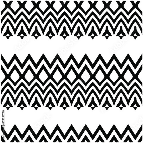 Obraz Seamless ethnic pattern.Abstract Geometric Pattern generative computational art illustration.Black and 
white pattern for wallpapers and backgrounds. 