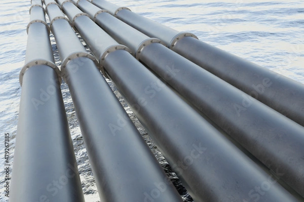 Fototapeta Stack gas pipeline above the sea